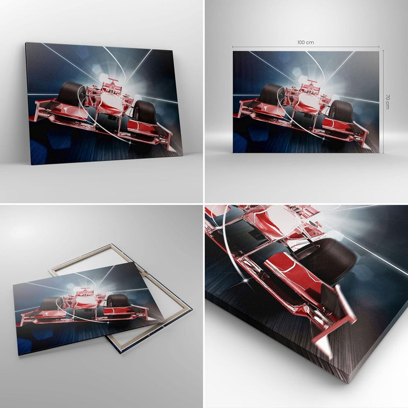 Bilder auf Leinwand 100x70cm Leinwandbild Formel Geschwindigkeit Motor Gross Wanddeko Bild Schlafzim