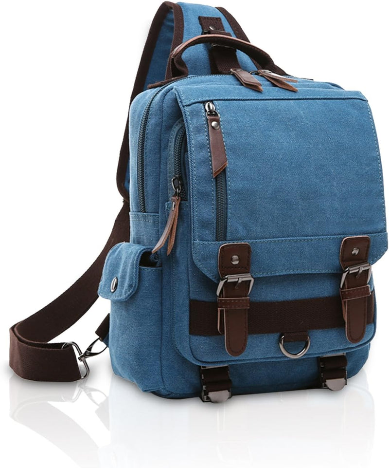 FANDARE Herren Rucksack aus atmungsaktivem Segeltuch Blau A, Blau A
