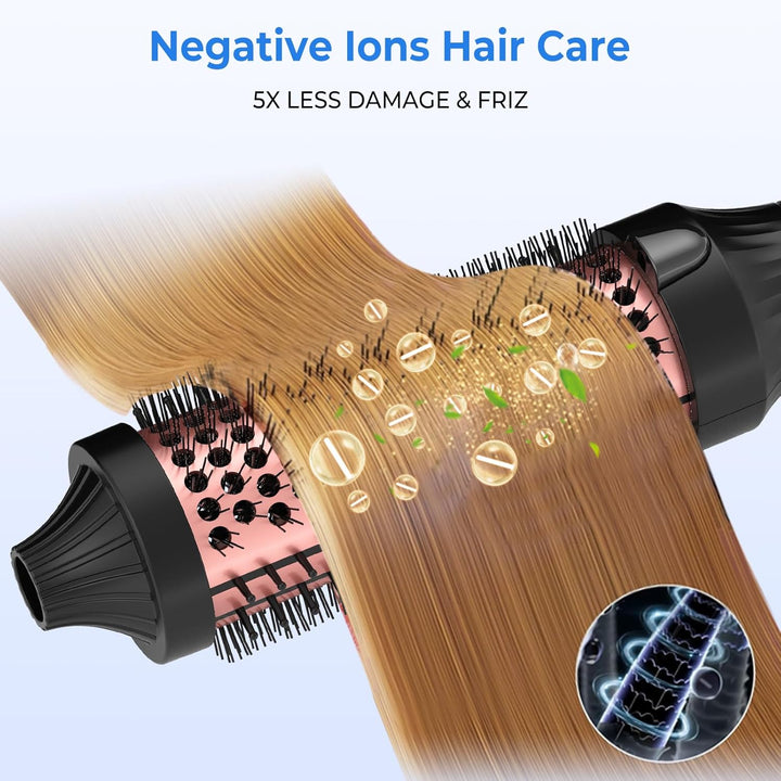 Thermal Brush 3 in 1, Thermobürste Wärmebürste 38mm, UKLISS Rundbürste LCD-Anzeige 120-210℃, Lockenb