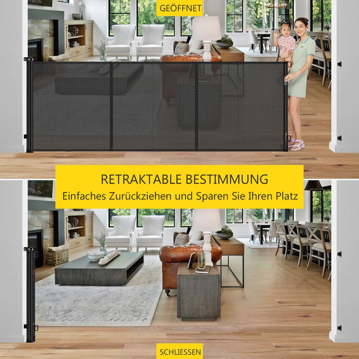 Treppenschutzgitter Ausziehbare für Babys,0-300cm,83cm Hoch Baby Absperrgitter Treppenschutzrollo,Ei