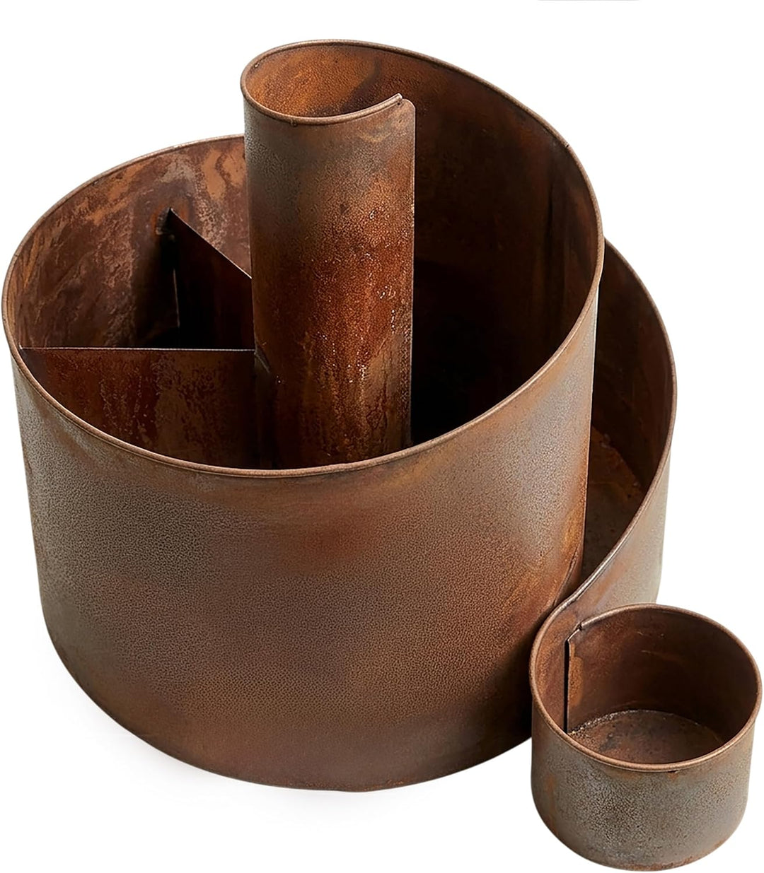 Spetebo Natur Rost Kräuterspirale aus Metall - 58,5x43x41 cm - Garten Kräuterbeet Kräuterschnecke Pf