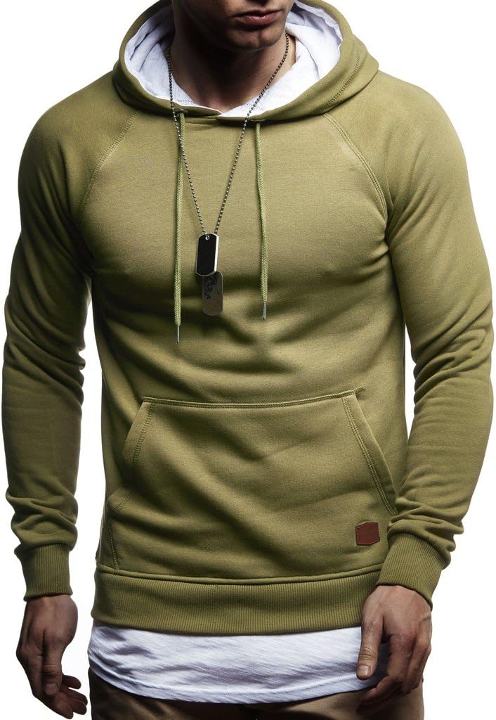 Leif Nelson Herren Pullover Hoodie Kapuzenpullover Longsleeve Basic Sweatshirt Sweater LN8153 M Khak