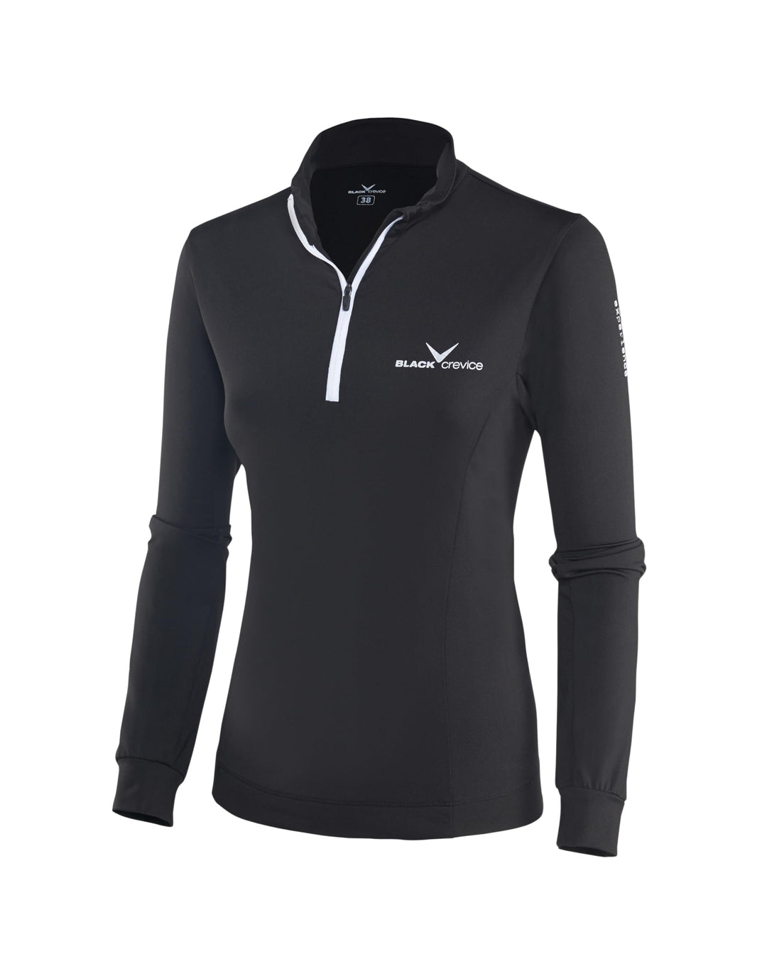 Black Crevice Women's Skirolli Zip functional shirt. 34 Schwarz/Weiss, 34 Schwarz/Weiss