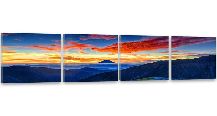 Feeby. Leinwandbild, Bilder, Wand Bild - 4 Teile - Panoramabild, Wandbilder, Kunstdruck 120x30 cm, B
