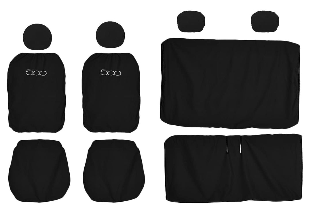 Lupex Shop FIAT 500 einfarbige Sitzbezüge, Schwarz, Schwarz