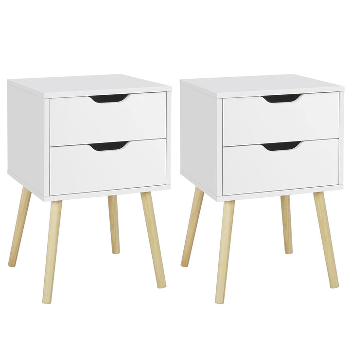 Yaheetech Nachttisch 2er Set Beistelltisch mit 2 Schubladen Holz Nachtschrank Nachtkommode Massivhol