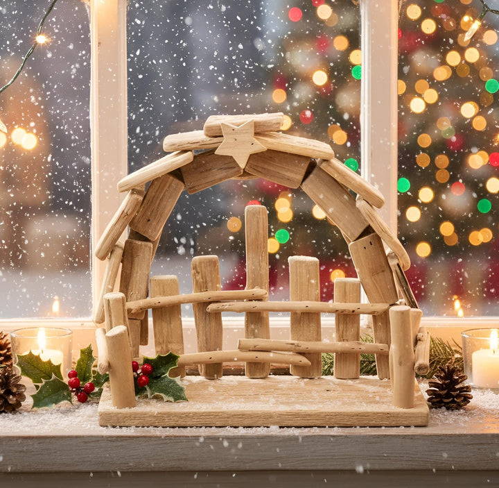 Dekoleidenschaft Weihnachtskrippe Natur aus Treibholz, Holzkrippe, Weihnachtsdeko, Krippenspiel, Hol