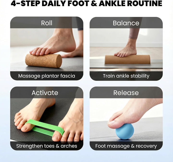 Balance Board aus Naturkork mit Kork-Halbkugeln & Korkrolle für Fuss- & Sprunggelenktraining – Fusst