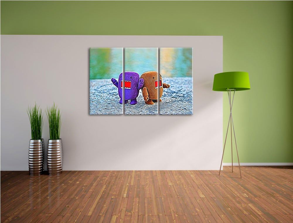 Rawr Monsterpuppen NewArt 3-Teiler Leinwandbild 120x80 Bild auf Leinwand, XXL riesige Bilder fertig