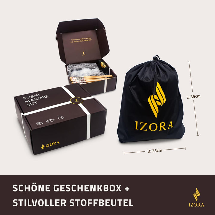 IZORA Sushi Maker Set mit Anfänger-Guide inkl. ausführlicher Anleitung, einfache Rezeptvorschläge -