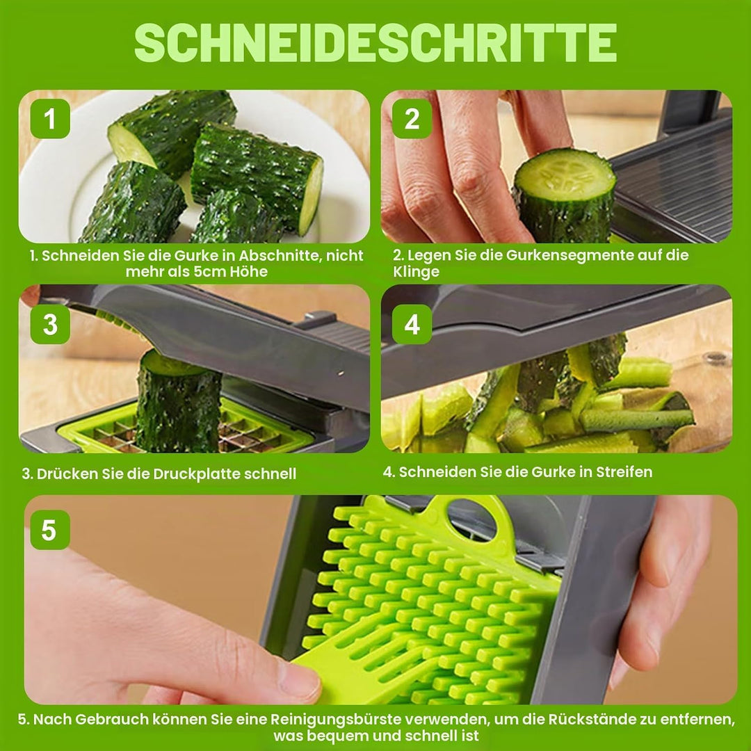 16-in-1 Gemüseschneider, Mandoline Gemüsehobel gemüseschneider Gemüseschneider für Würfel, Stifte, S