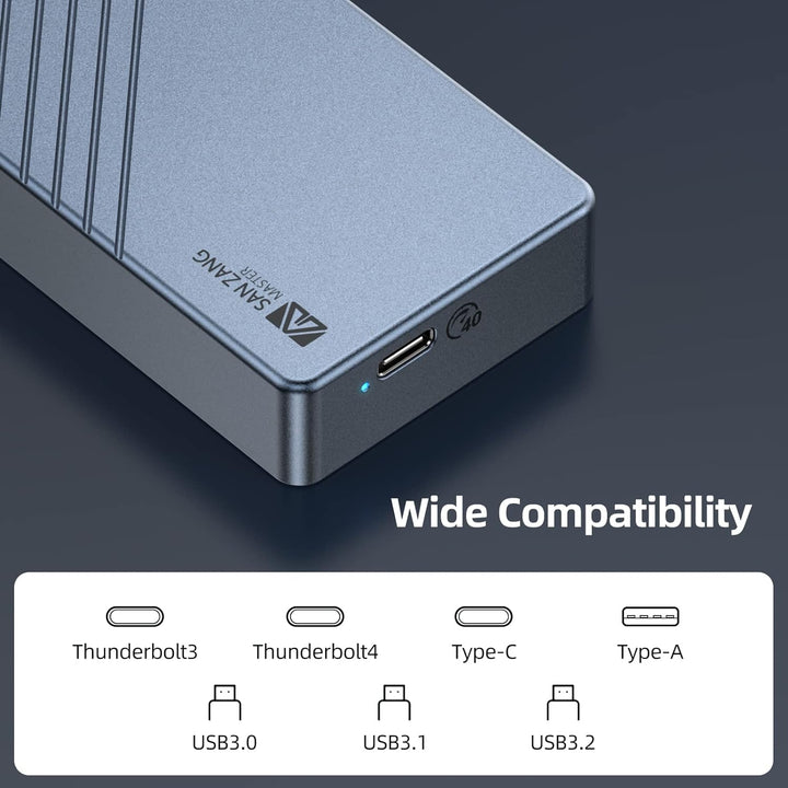 NVMe Gehäuse kompatibel mit Thunderbolt 3/4 USB 4/3.2/3.1/3.0 Typ C, SANZANG 40Gbit/s M.2 SSD Gehäus