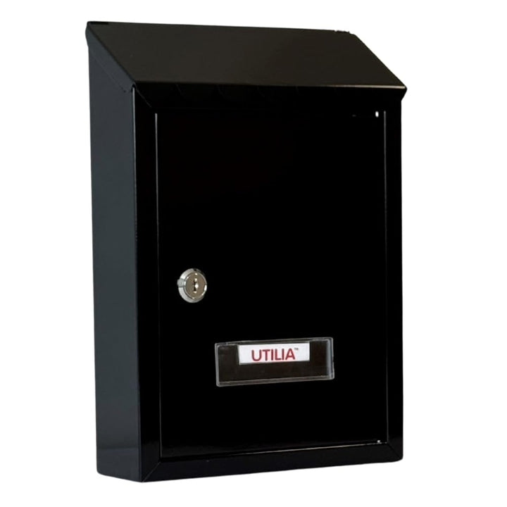 UTILIA Briefkasten Capri 21 x 6 x 30 cm, Briefhalter aus lackiertem Blech mit Dach, Schlitz oben hin