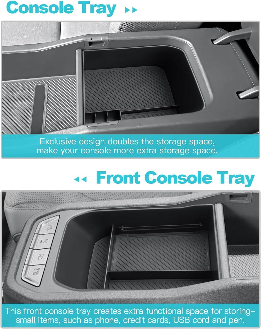 [2 Stück] CDEFG Kompatibel mit Kia EV3 2025 2026 Mittelkonsole Organizer + Armlehne Aufbewahrungsbox