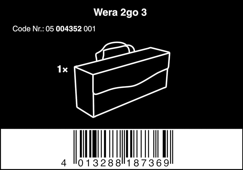 Wera 05004357001 2go 2 XL Werkzeug-Container & 2go 3 Werkzeug-Box, 130 x 325 x 80 mm, 1 Stück, 05004