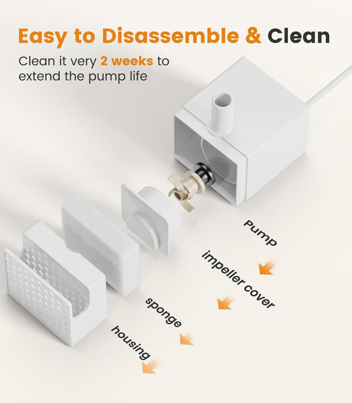 oneisall super leise Ersatzpumpe für 3.5L Trinkbrunnen Wasserpumpe, Wasserpumpe