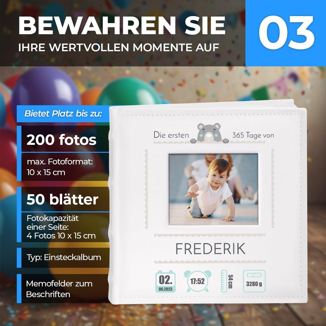 Maverton Einsteckalbum + mit Aufdruck - für 200 Fotos 10x15-100 weisse Seiten - Weihnachtsgeschenke