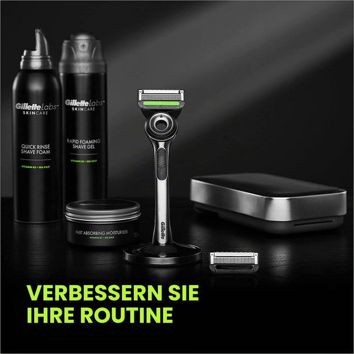 Gillette Gillette Labs mit Peelingstange, Herrenrasierer, 1 Griff, – 5 Ersatzklingen, mit Reiseetui,
