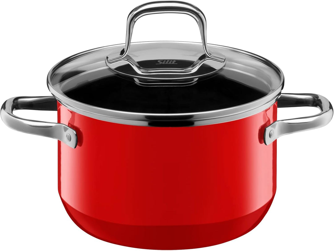 Silit Elegance Line Topfset Induktion 4-teilig, Kochtopf Set mit Glasdeckel, Silargan Funktionskeram