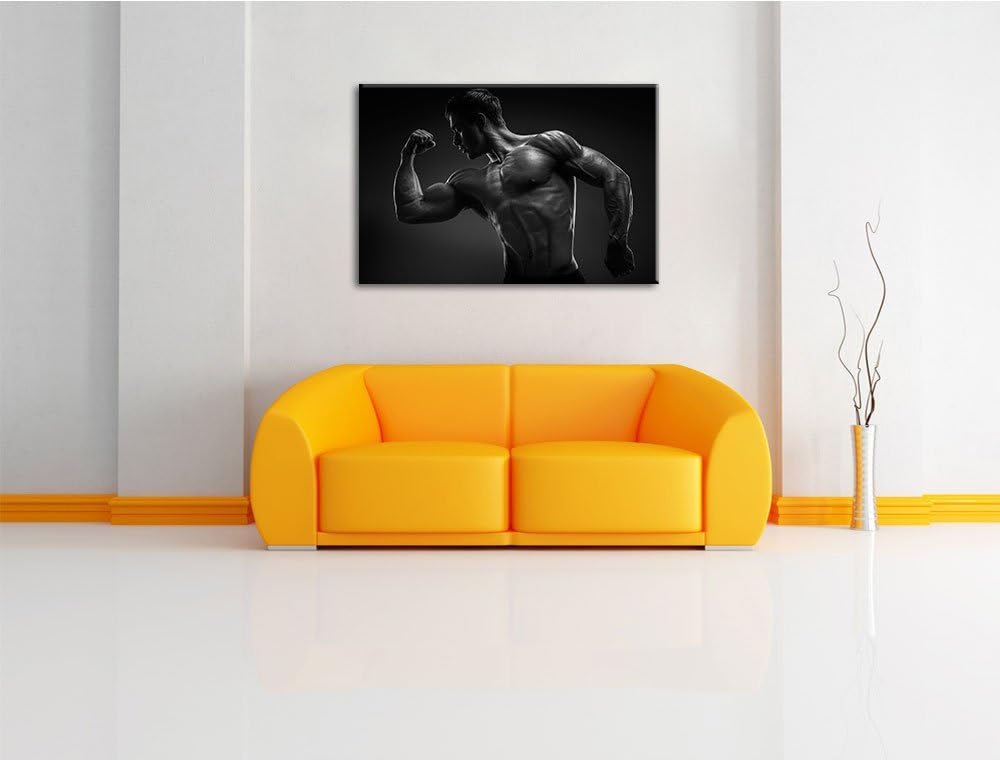 Dark Posender Bodybuilder schwarz/weiss Format: 100x70 cm auf Leinwand, XXL riesige Bilder fertig ge
