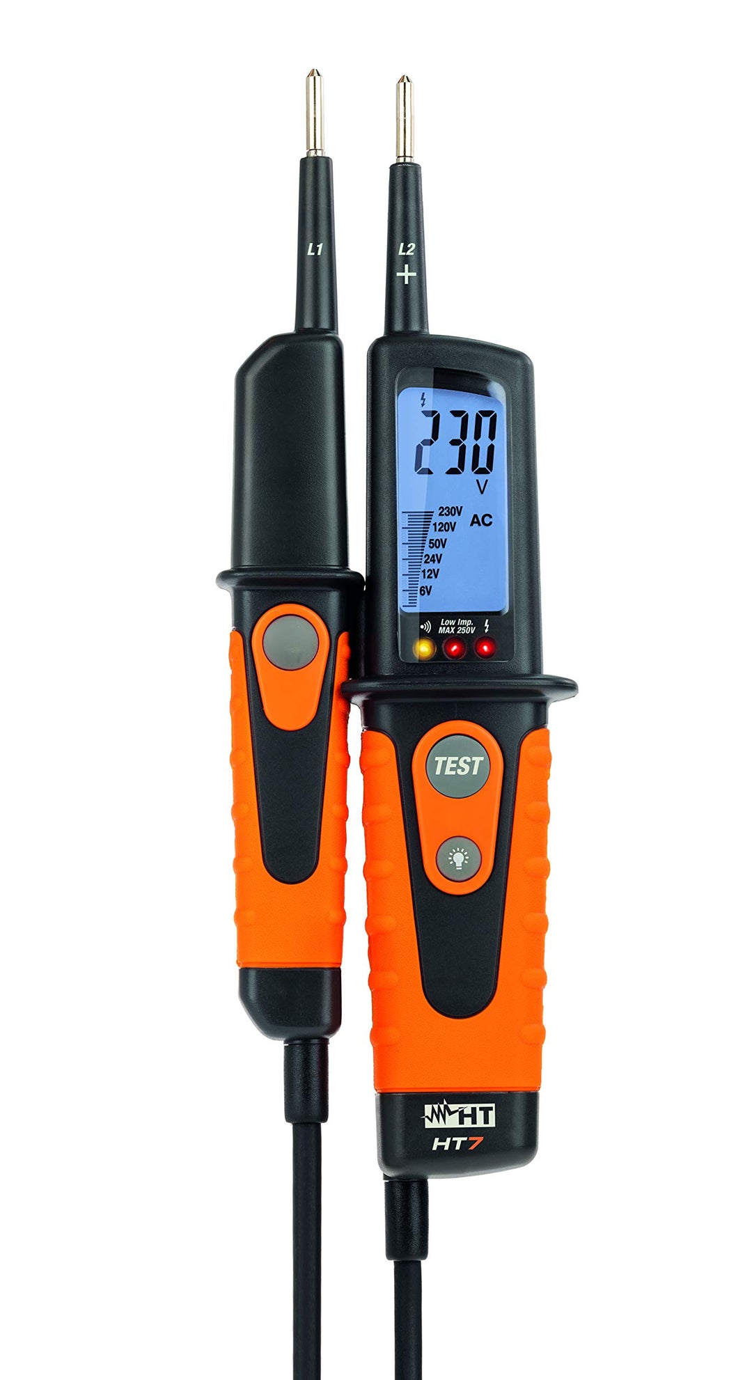 HT-Instruments Digitaler Spannungsprüfer, mit Lastzuschaltung, 0V bis 690V AC/DC, CAT IV 600V, HT7,
