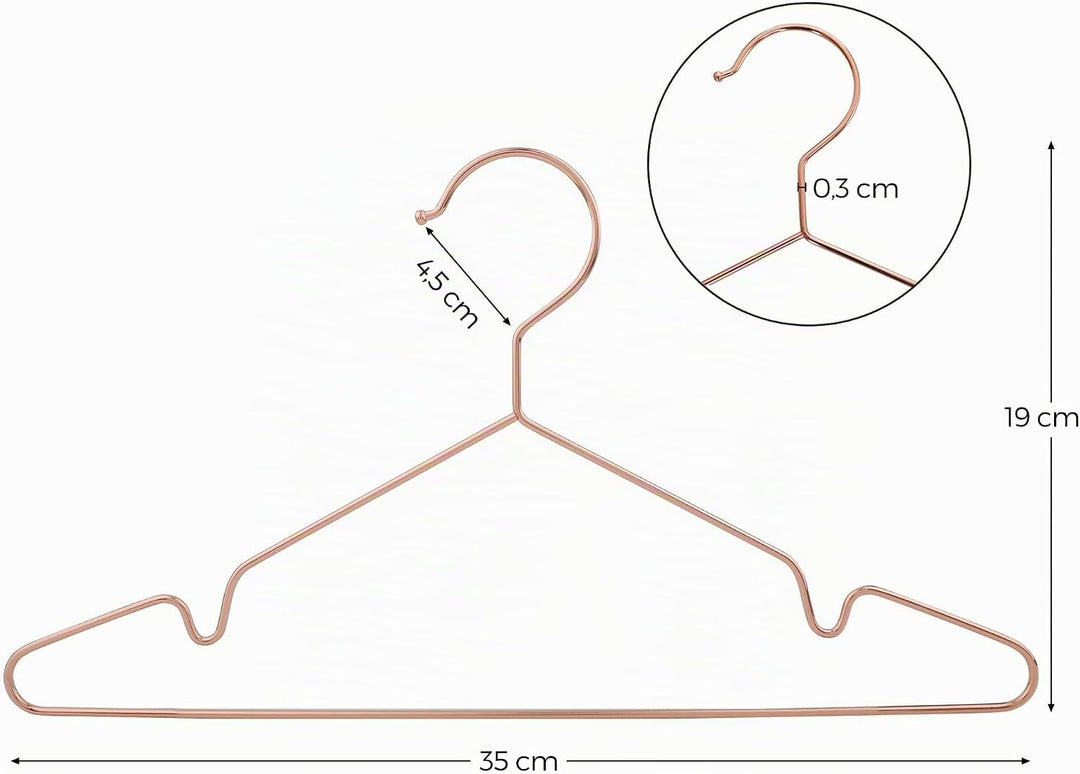 SONGMICS Kleiderbügel Kinder/Baby Roségold Metall, 35 cm, stabile Bügel aus Metalldraht, für Babykle