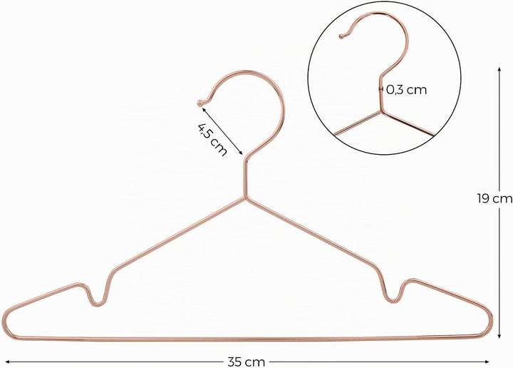 SONGMICS Kleiderbügel Kinder/Baby Roségold Metall, 35 cm, stabile Bügel aus Metalldraht, für Babykle
