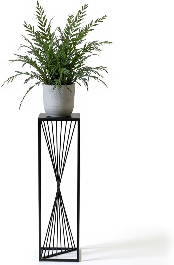 Pflanzenständer River - 24x24x100cm - Farbe Schwarz - für Zimmerblumen - Metallregal - Dekorativer T