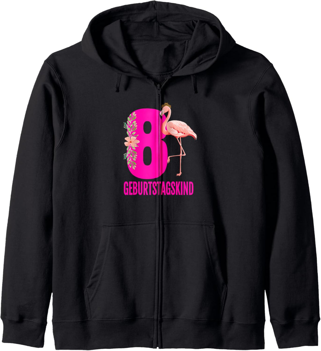 T-Shirt 8. Geburtstag Mädchen 8 Jahre Flamingo Shirt Kind Kapuzenjacke