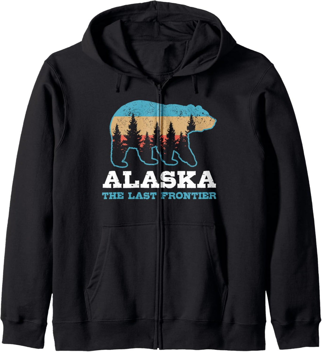 Alaska The Last Frontier Vintage Grizzlybär Souvenir Kapuzenjacke