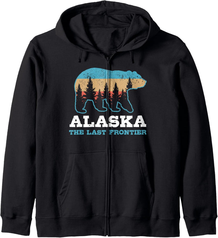 Alaska The Last Frontier Vintage Grizzlybär Souvenir Kapuzenjacke