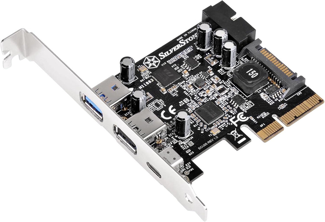 SilverStone SST-ECU05 - PCI-E Erweiterungskarte, 1x extern USB 3.1 Typ C, 2x USB 3.0 Typ A, 1x inter