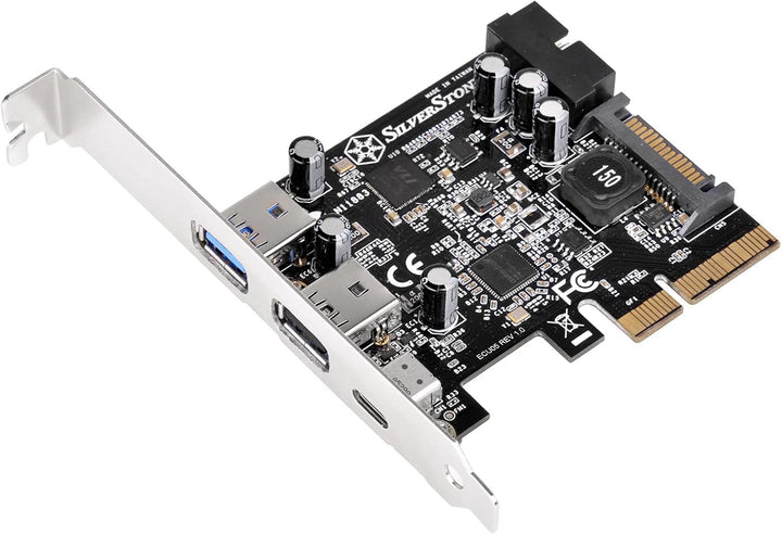SilverStone SST-ECU05 - PCI-E Erweiterungskarte, 1x extern USB 3.1 Typ C, 2x USB 3.0 Typ A, 1x inter