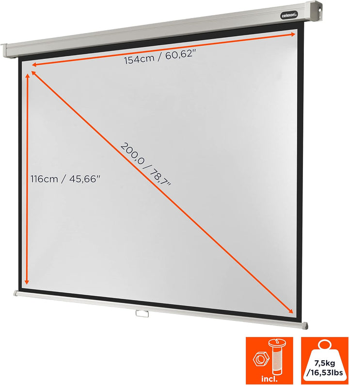 celexon Professional Rollo-Leinwand 75" | 160x120 cm 4:3 | manuell ausziehbare 4K, Full-HD Beamer-Le