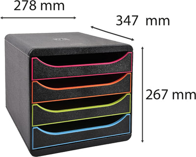 Exacompta 310914D Premium Ablagebox mit 4 Schubladen für DIN A4+ Dokumente. Belastbare Schubladenbox