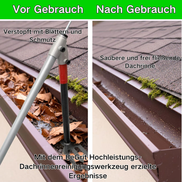 BeGrit Dachrinnenreiniger Dachrinnen Reiniger 3m Ausziehbar Teleskopstiel mit Dachrinnenschaufel ent