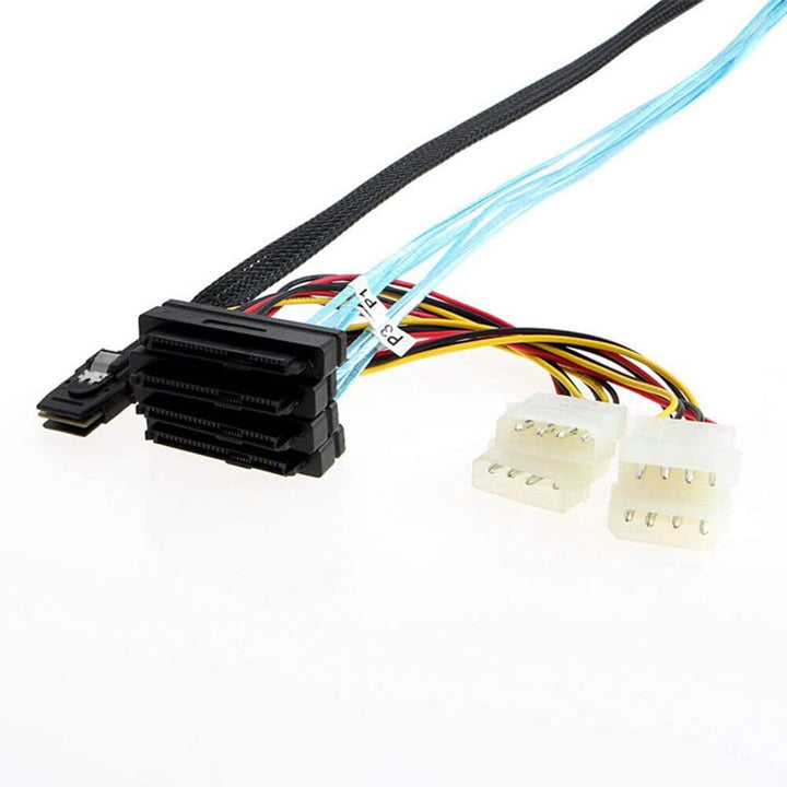 Bolwins P47CS Mini SAS 36-Pin Stecker (SFF-8087) auf 4x 29-Pin SFF-8482 & 4-Pin Molex IDE-Stromkabel