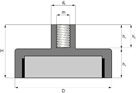 magnets4you - Ferrit Flachgreifer mit Gewindebuchse | Ø 125x28mm| Gewinde: M14 |Haftkraft: 132 kg |
