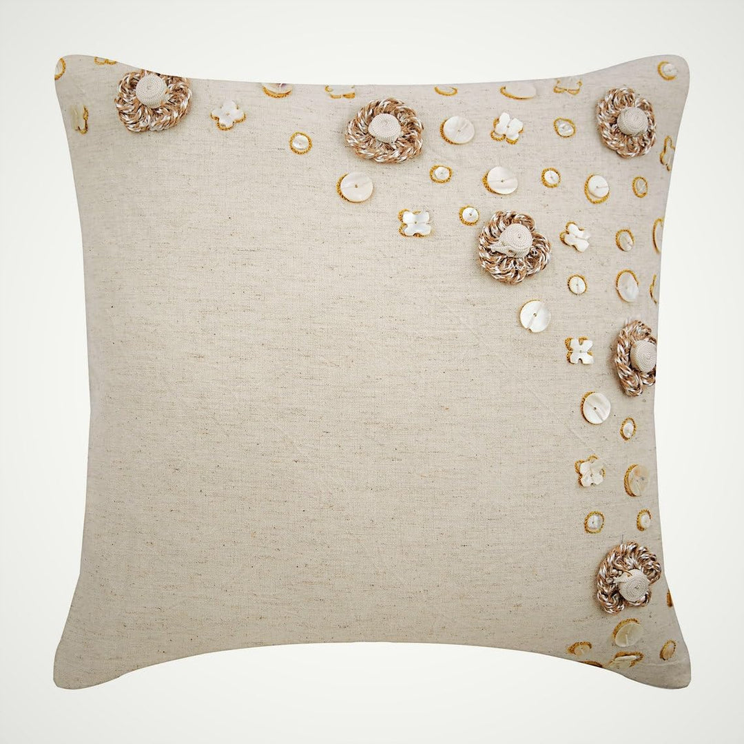 The HomeCentric Handgefertigt Naturfarben Werfen Kissen Decken, Jute Blumen Pearls Blumenthema Kisse