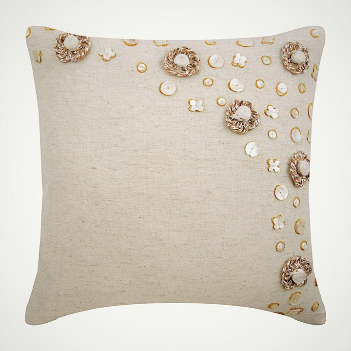 The HomeCentric Handgefertigt Naturfarben Werfen Kissen Decken, Jute Blumen Pearls Blumenthema Kisse