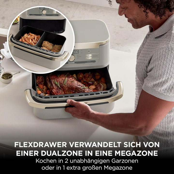 Ninja Foodi FlexDrawer Heissluftfritteuse, Dual Zone, verwandelt sich in MegaZone, 10,4 L, Dual Zone