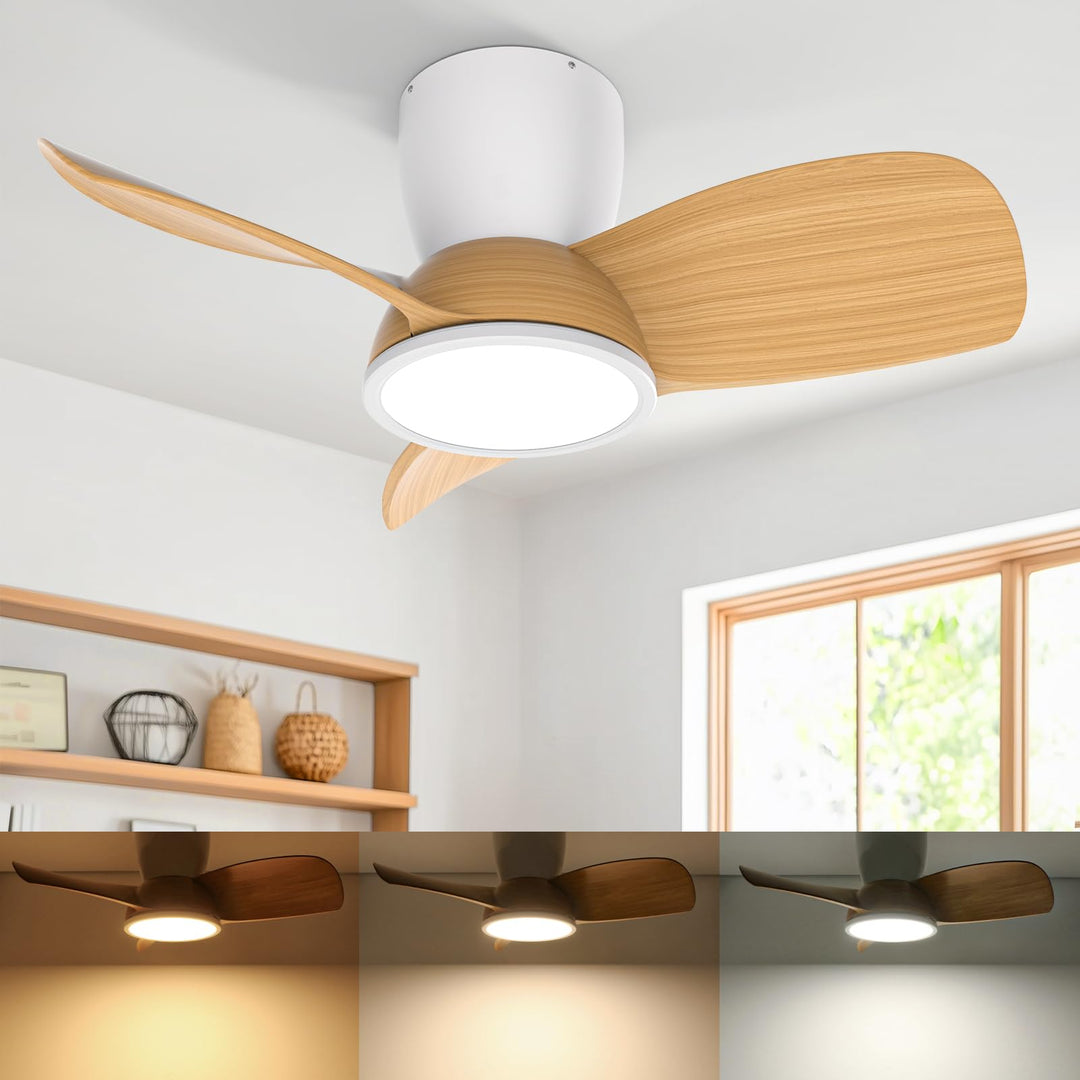 Ateroll Deckenventilator mit Beleuchtung, Ø76 cm, Dimmbar 3CCT (3000K-4000K-5000K), 1500 lm Deckenve