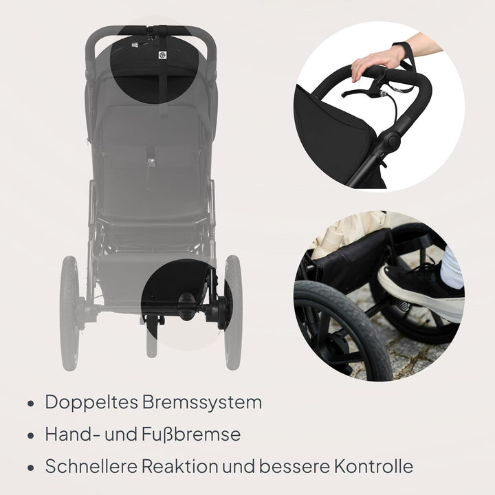 Lionelo Azura Kinderbuggy mit Luftreifen – hohe Federung, stufenlos verstellbare Liegeposition, XXL-