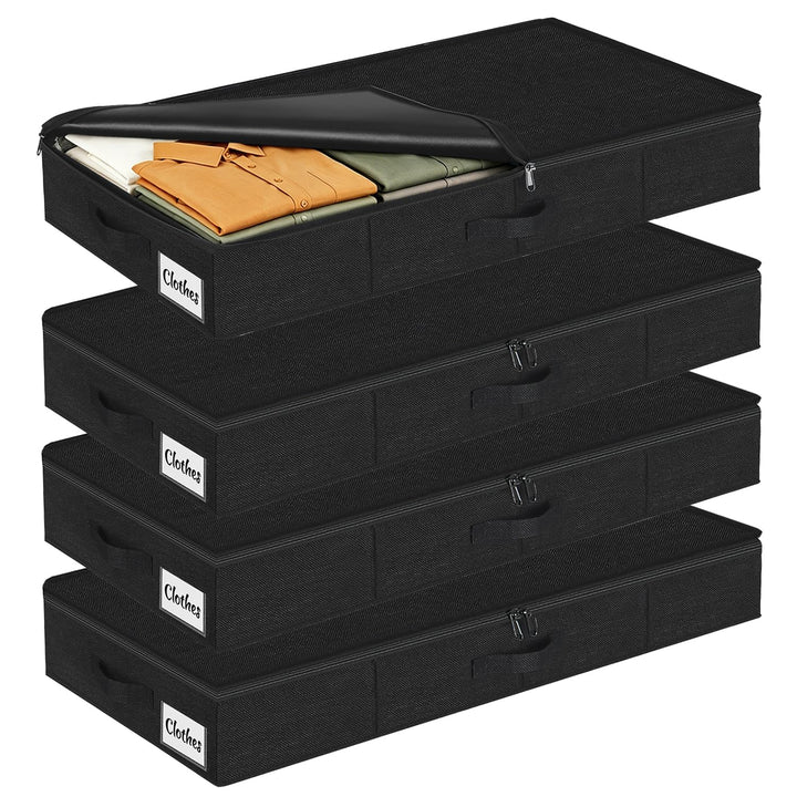 Unterbett Aufbewahrungsbox 12 cm mit Deckel, 4 Stück Faltbare Unterbettkommode Stabil, Platzsparend