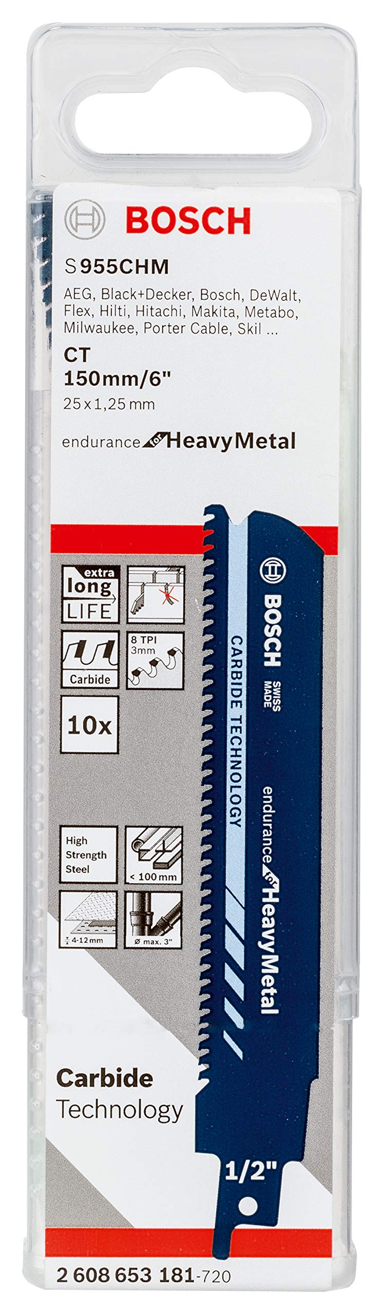 Bosch Accessories Bosch Professional 10 Stück Säbelsägeblatt S 955 CHM Endurance for Heavy Metal (fü