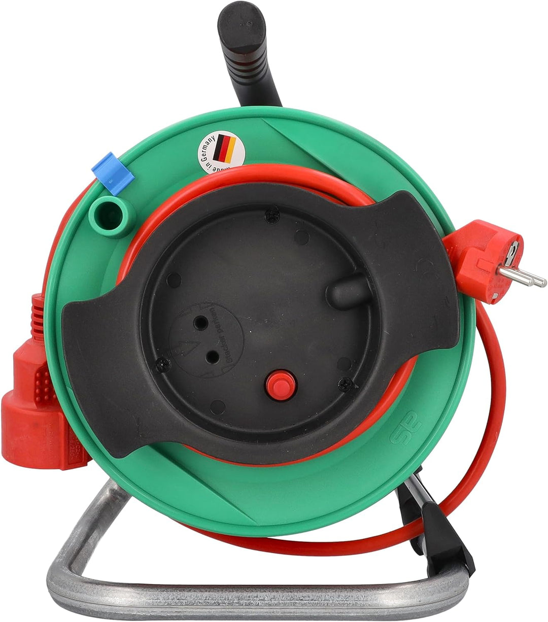 as - Schwabe Gerätekabeltrommel 50 m H05VV-F 3G1,5, Anschlussleitung 1,5 m mit Schutzkontaktstecker,