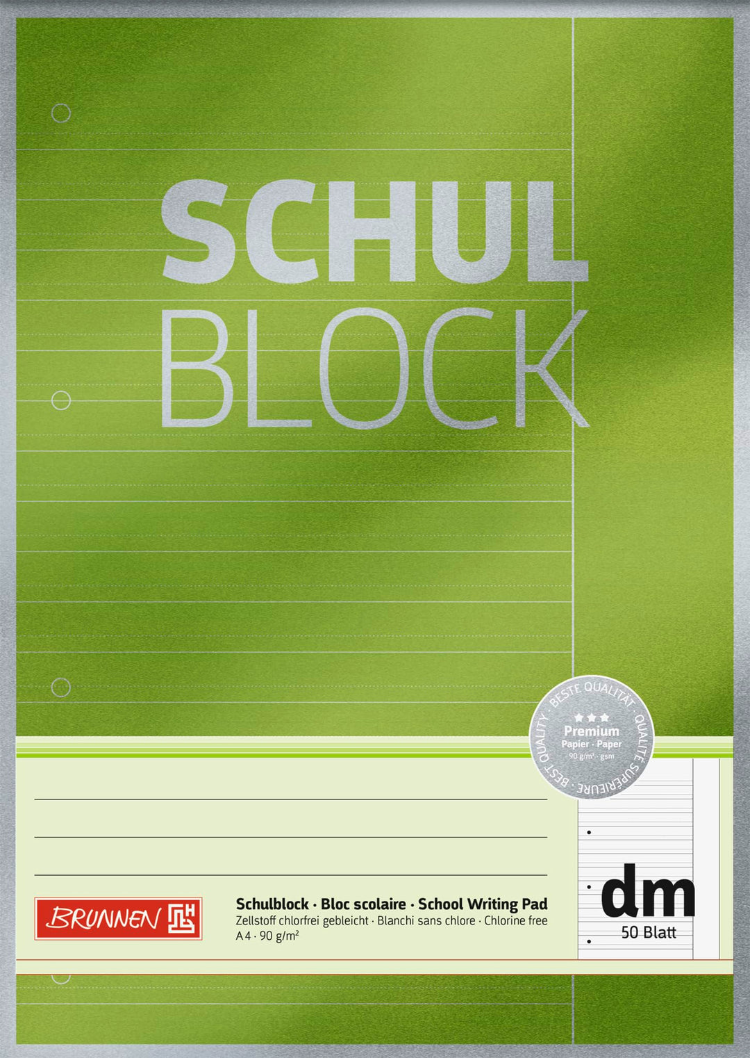 BRUNNEN 10X Schulblock A4 Lin dm 50Bl Premium