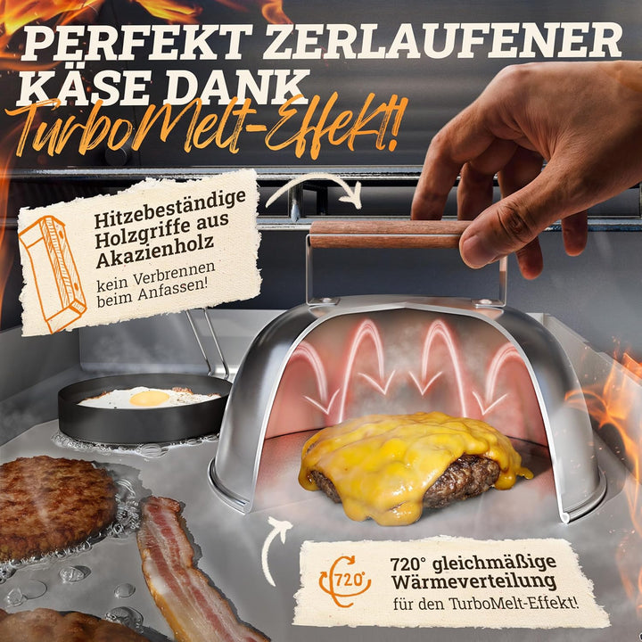 [BUNDLE] Plancha Edelstahl Grillplatte [20x40cm] + Burger Master Set – 4x Grillspachtel, 2x Burgergl