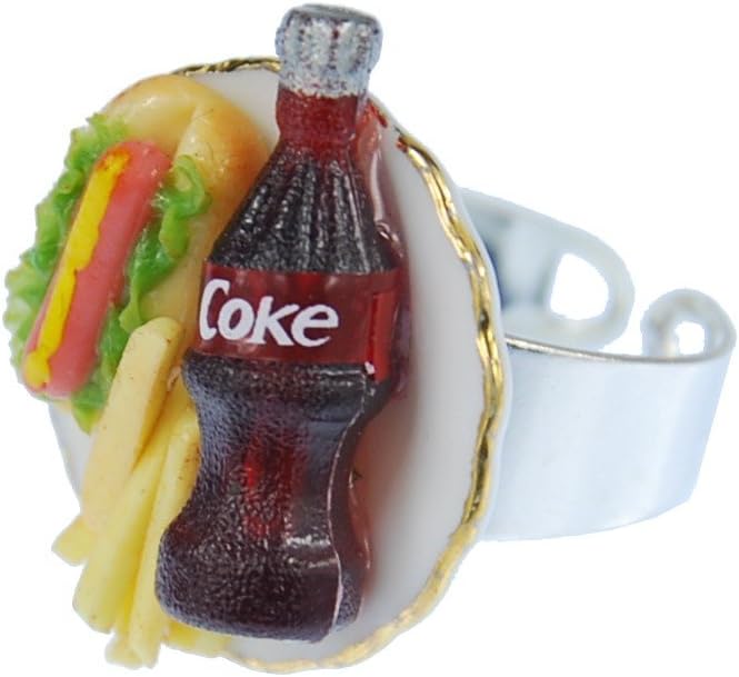 Miniblings Fast Food Ring Fingerring Limo Pommes Hot Dog Essen Limonade - Handmade Modeschmuck I Fin