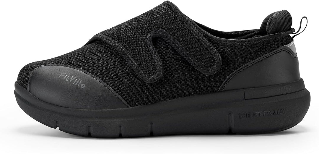 FitVille Diabetiker Schuhe Herren Extra Weite Einstellbar Walking Schuhe für Fussschwellung erweiter